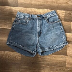 American Eagle Outfitters Blue Jean Shorts High-Waisted Cuffed